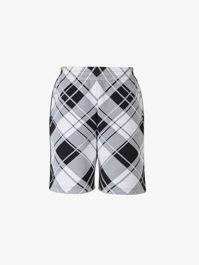 Burberry Viscose Blend Checkered Shorts With Elastic Waistband In Multi