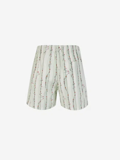Bottega Veneta Green Shorts With All-over Divers Print In Polyamide Man In Green