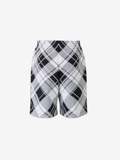 Burberry Viscose Blend Checkered Shorts With Elastic Waistband In Multi