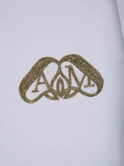 Alexander Mcqueen Half Seal Logo Cotton T-shirt In White