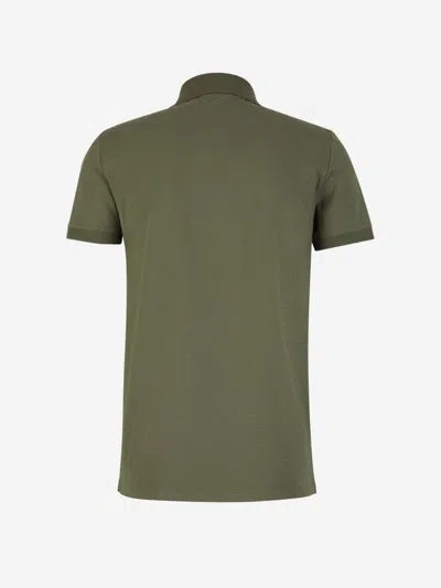 Balmain Jacquard Patterned Cotton Blend Polo Shirt In Green