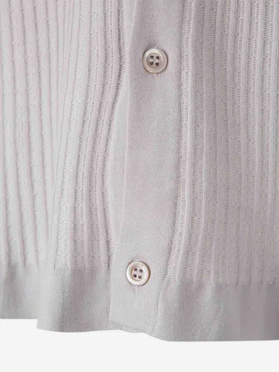 Cruciani Textured Cardigan Polo In Gray