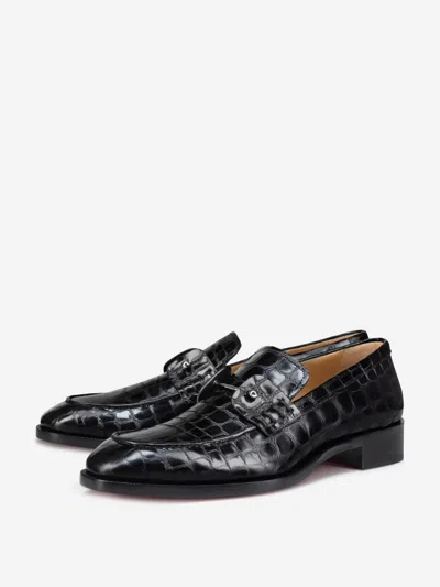 Christian Louboutin Chambelimoc Croc-embossed Loafers In Multi