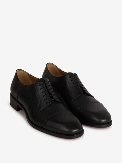 Christian Louboutin Cortomale Leather Derby Shoes In Black