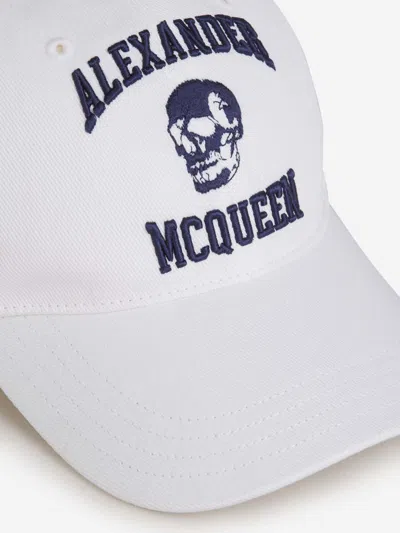 Alexander Mcqueen Embroidered-motif Cotton Cap In White