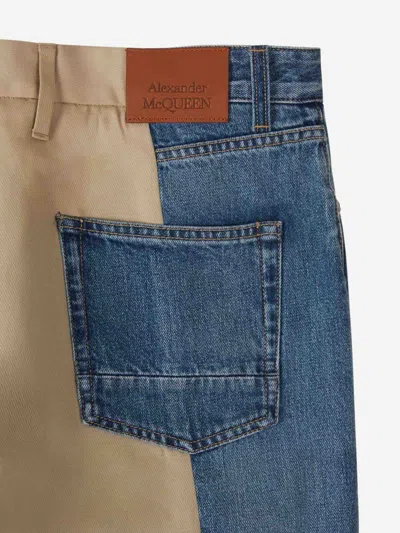 Alexander Mcqueen Two-tone Five-pocket Pants In Brown