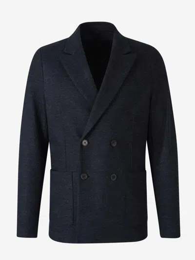 Harris Wharf London Double-breasted Wool Blazer In Blue