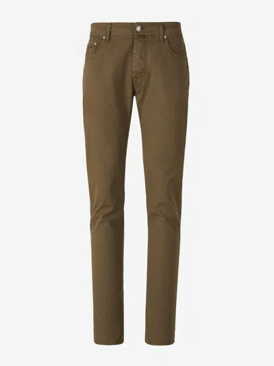 Jacob Cohen Men's Olive Stretch Bobby Chino Trousers In Green