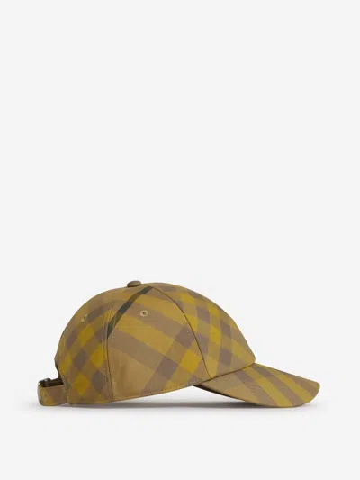 Burberry Check Canvas Baseball Cap In Orange