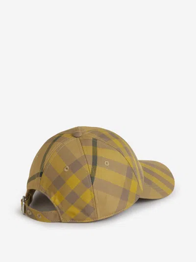 Burberry Check Canvas Baseball Cap In Orange