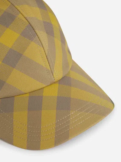 Burberry Check Canvas Baseball Cap In Orange