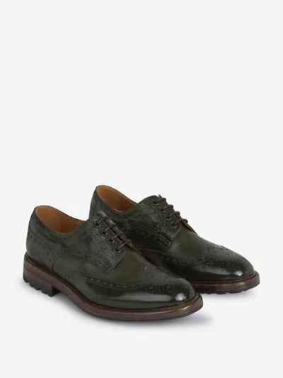 Green George Leather Brogue Shoes In Green