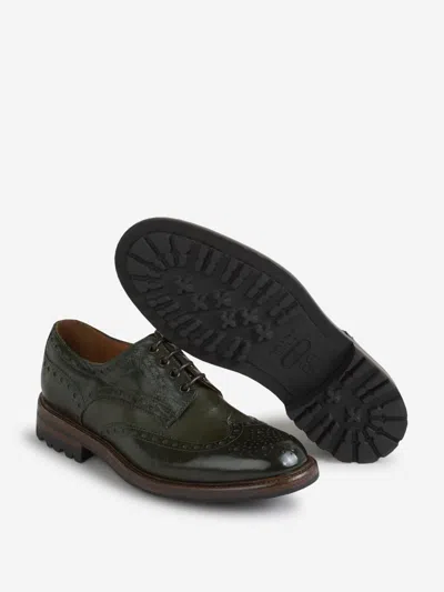 Green George Leather Brogue Shoes In Green