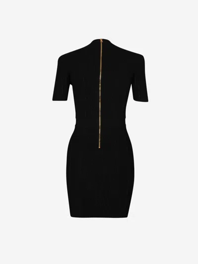 Balmain Knitted Mini Dress In Black