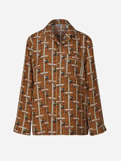 Burberry Bus Motif Pajama Shirt In Brown
