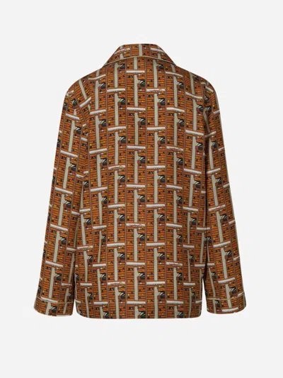 Burberry Bus Motif Pajama Shirt In Brown