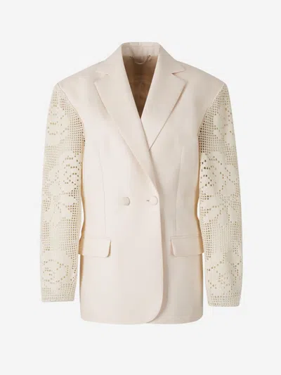 Magda Butrym Crochet Lace Blazer In White