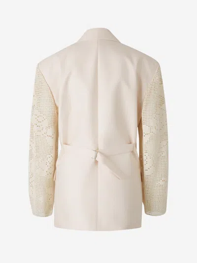 Magda Butrym Crochet Lace Blazer In White