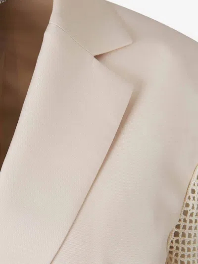 Magda Butrym Crochet Lace Blazer In White