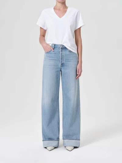 Agolde Wide Leg Jeans In Blue