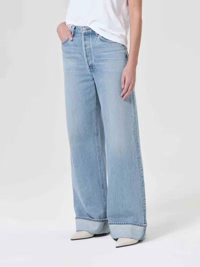Agolde Wide Leg Jeans In Blue