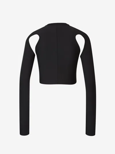 Off-white Cropped Top With Cut-out Shoulder Details In Black
