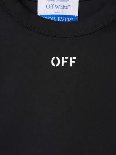 Off-white Cropped Top With Cut-out Shoulder Details In Black