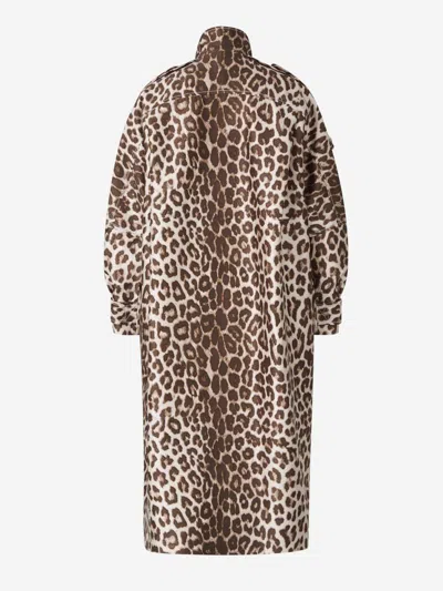 Zimmermann Womens Chocolate Leopard Leopard-print Patch-pocket Silk-wool Blend Coat In Brown