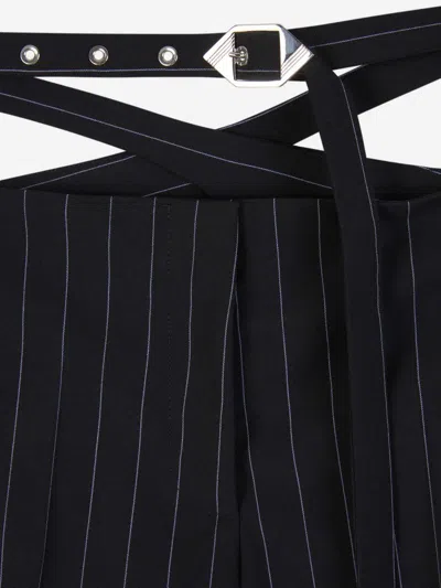 Attico The  Striped Belt Pants In Black