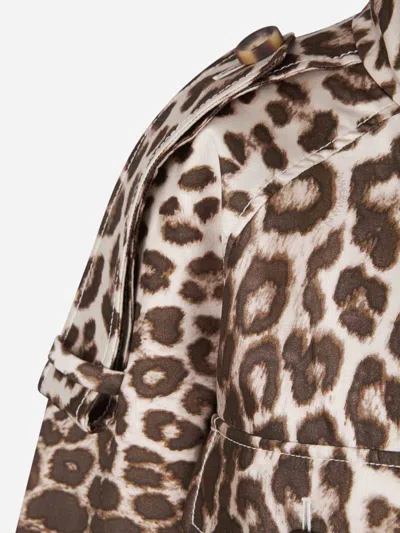 Zimmermann Womens Chocolate Leopard Leopard-print Patch-pocket Silk-wool Blend Coat In Brown