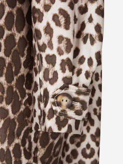 Zimmermann Womens Chocolate Leopard Leopard-print Patch-pocket Silk-wool Blend Coat In Brown