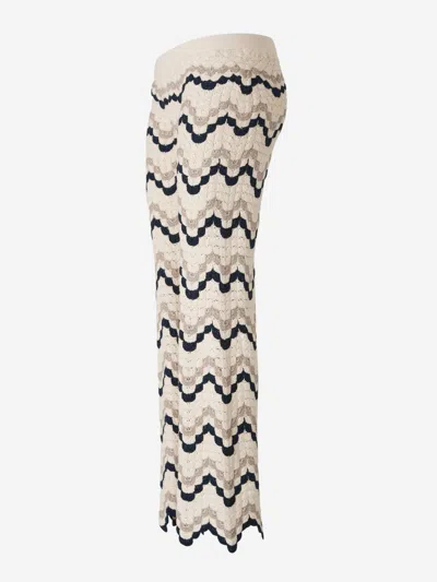Escvdo Safi Crocheted Cotton Flared Pants In Neutral