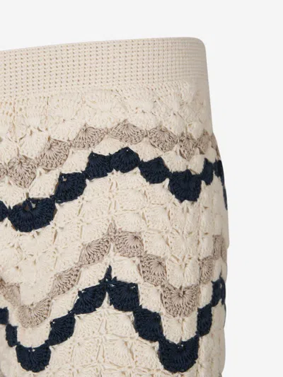 Escvdo Safi Crocheted Cotton Flared Pants In Neutral