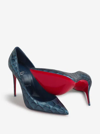Christian Louboutin Womens Denim Kate 100 Leather Heeled Courts In Blue