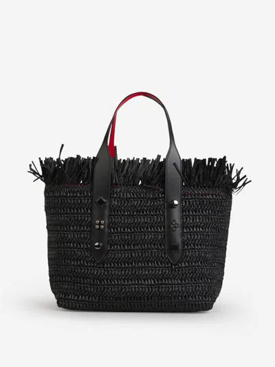 Christian Louboutin Small Fringe Woven Tote Bag In Black