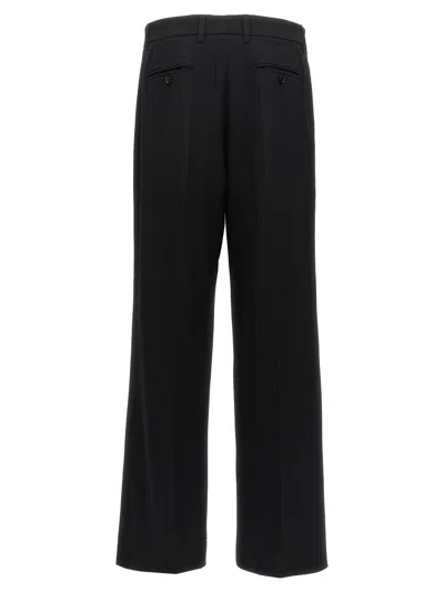 Dolce & Gabbana Pleated Wool-blend Wide-leg Pants In Black