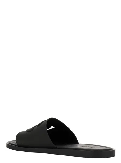 Dolce & Gabbana Black Sandals With Logo Detail In Rubber Man In Black