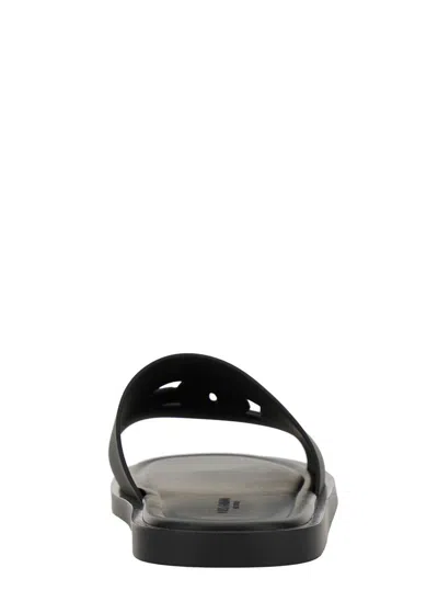 Dolce & Gabbana Black Sandals With Logo Detail In Rubber Man In Black