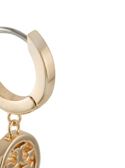 Tory Burch 'miller' Gold-colored Hoop Earrings With Crystals In Brass Woman