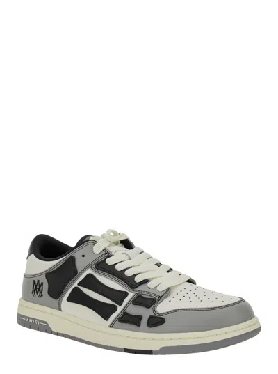 Amiri Skel Top Low Grey Sneakers With Logo Patch On Thetongue And Contrasting Details On The Side In Leath In Gray