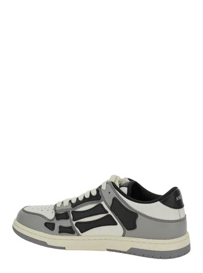 Amiri Skel Top Low Grey Sneakers With Logo Patch On Thetongue And Contrasting Details On The Side In Leath In Gray