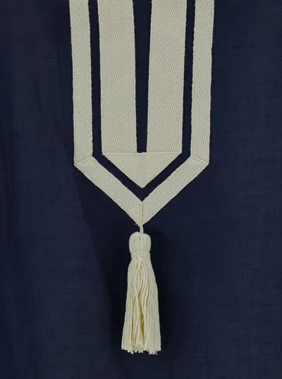 Tory Burch Blue Tunic With Contrasting Details And Tassel