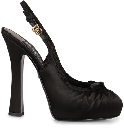 Dolce & Gabbana Satin Slingback Platform Shoes
