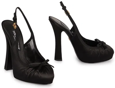 Dolce & Gabbana Satin Slingback Platform Shoes