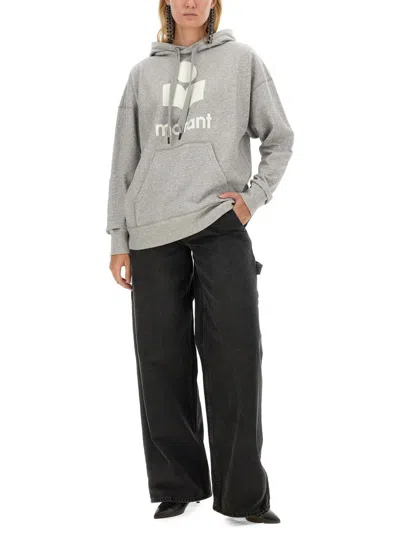 Isabel Marant Étoile Hooded Sweatshirt With Drawstring And Kangaroo Pocket In Gray