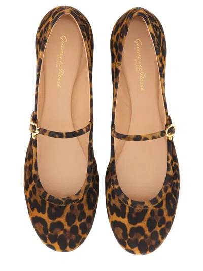 Gianvito Rossi Carla Leopard-print Suede Mary Jane Ballet Flats