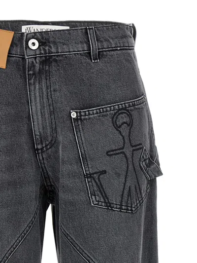Jw Anderson J. W. Anderson Wide-leg Twisted Design Denim Pants In Gray