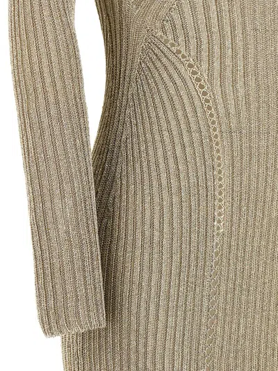 Self-portrait Self Portrait Maxi Lurex Knit Dress In Women In Brown