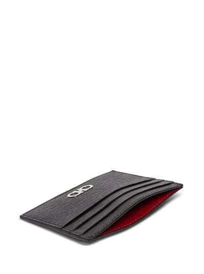 Ferragamo Salvatore  Two-tone Gancini Card Holder Accessories In Black