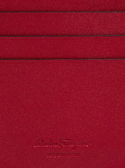Ferragamo Salvatore  Two-tone Gancini Card Holder Accessories In Black